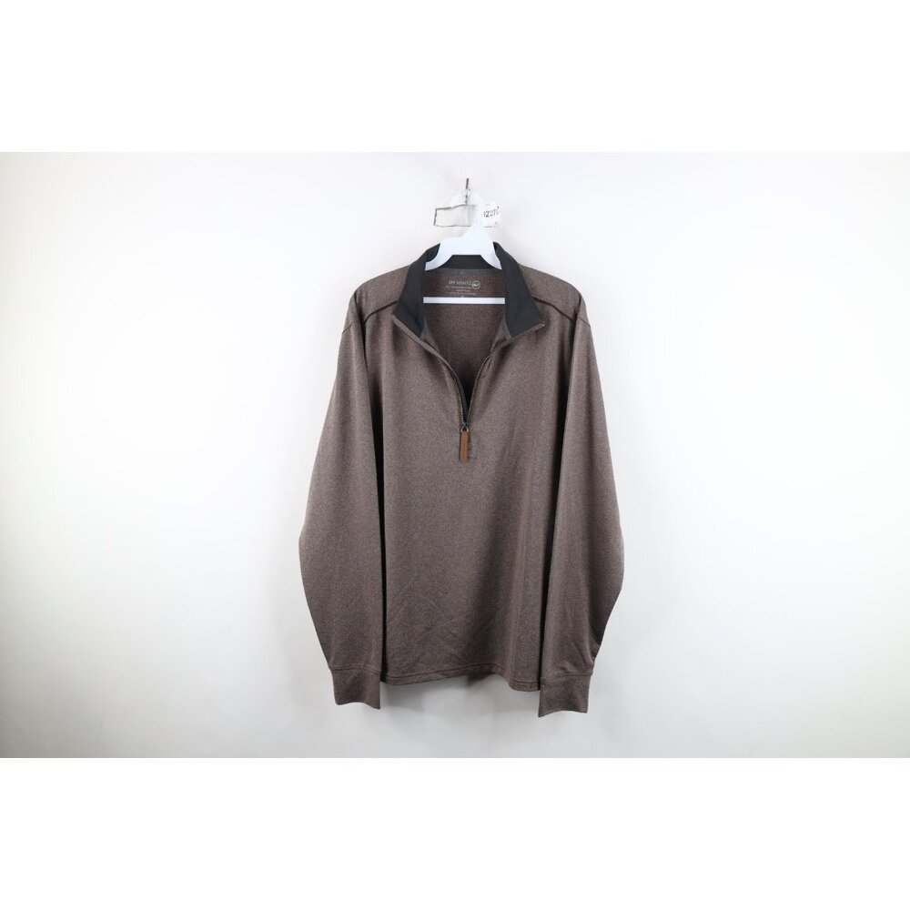 Vineyard Vines Jim Nantz Mens Medium Knit Half Zip Pullover Jacket Top Brown - Picture 1 of 14